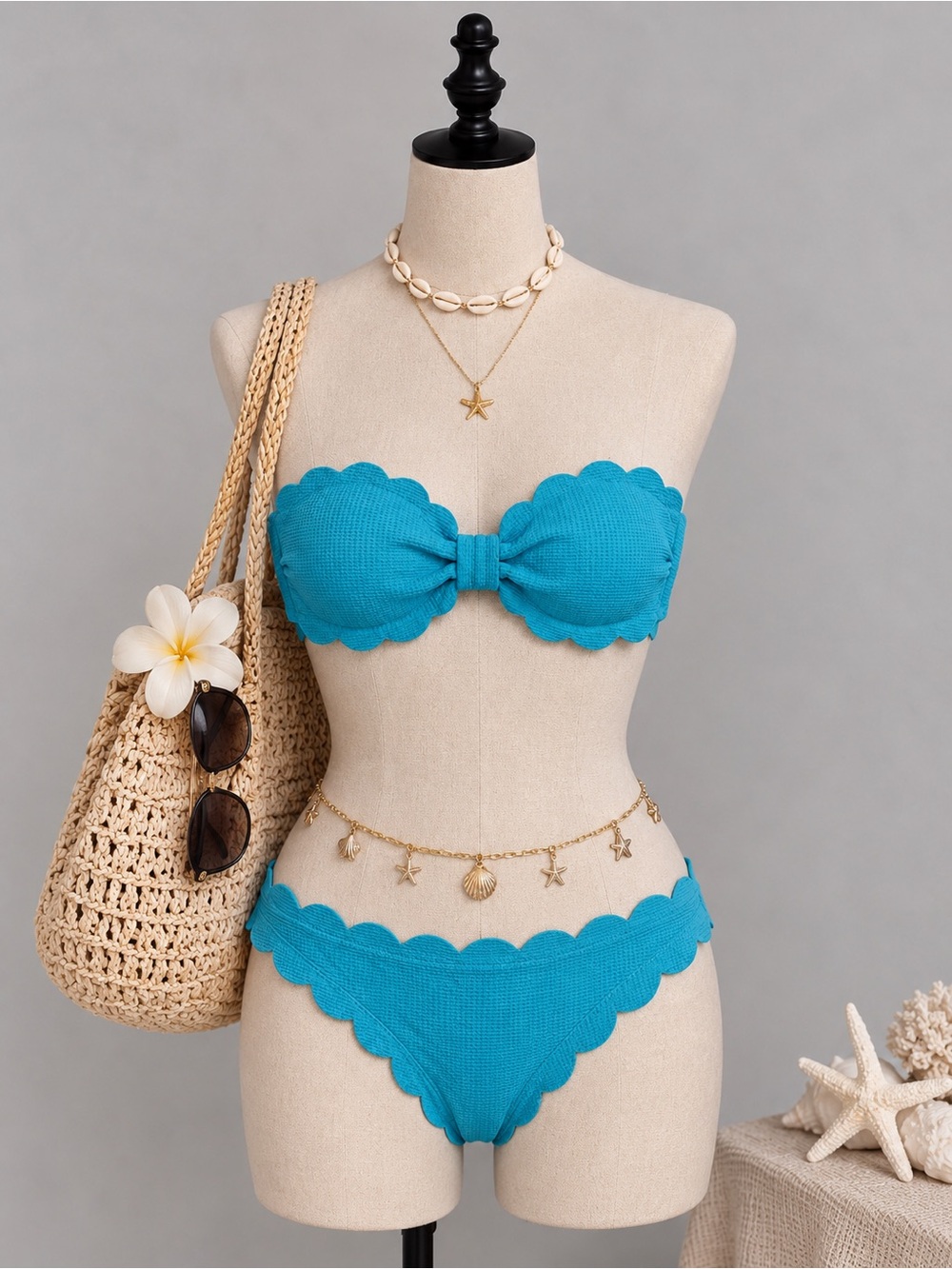 Old Navy Scalloped Teal Bikini Set